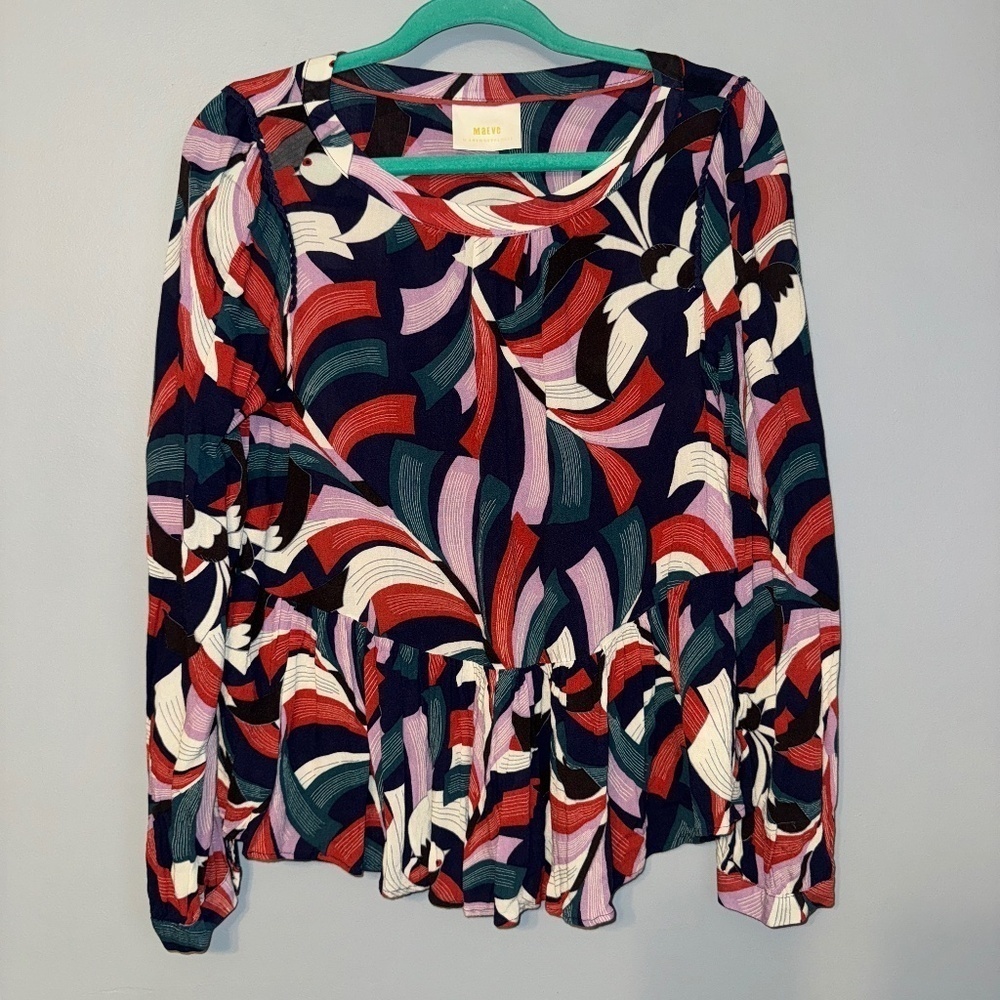 EUC Anthropologie Maeve Cheyenne Peplum Boho Blouse Top Size Small